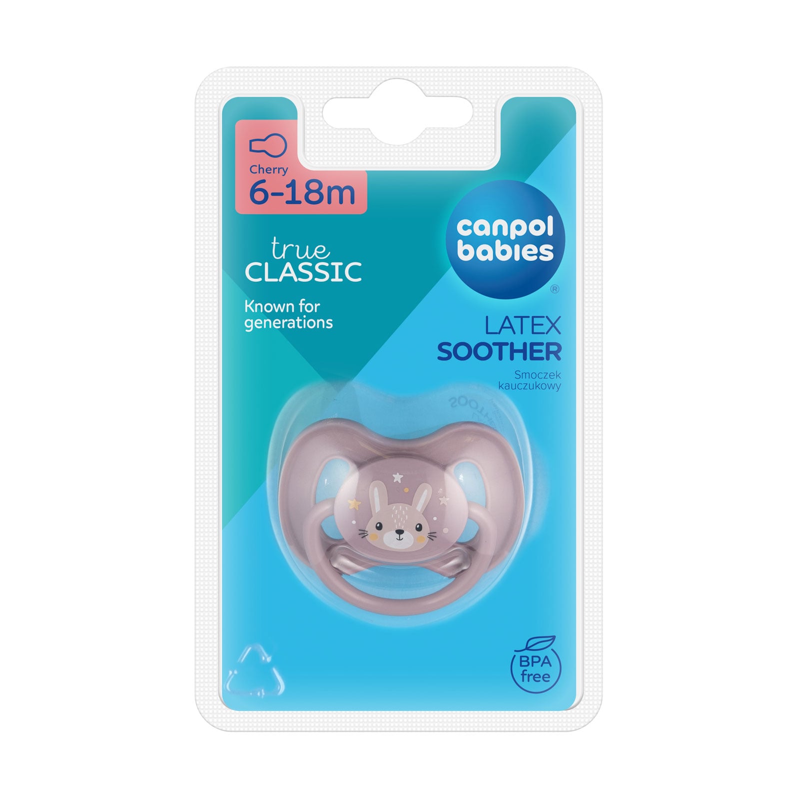Пустушка латексна Canpol Babies Animals кругла, бузковий, від 6 до 18 місяців (22/594)